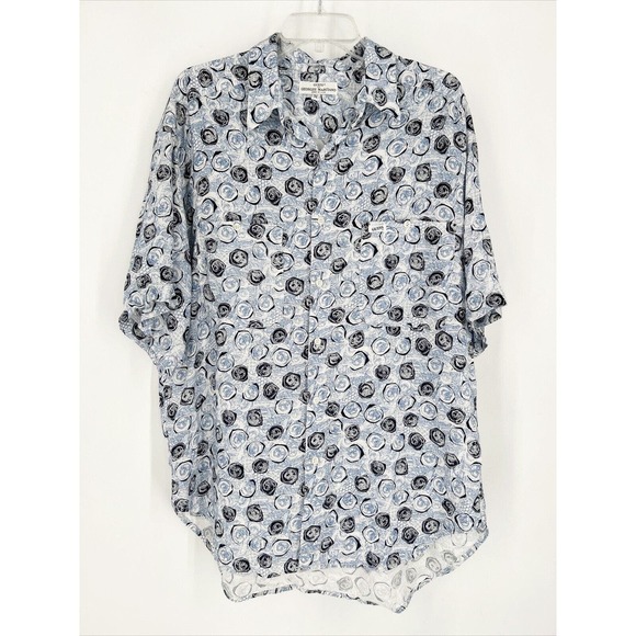 Vtg Guess By Georges Marciano Button Up Short Sleeve Geometrc Shirt USA Made M - Picture 2 of 9